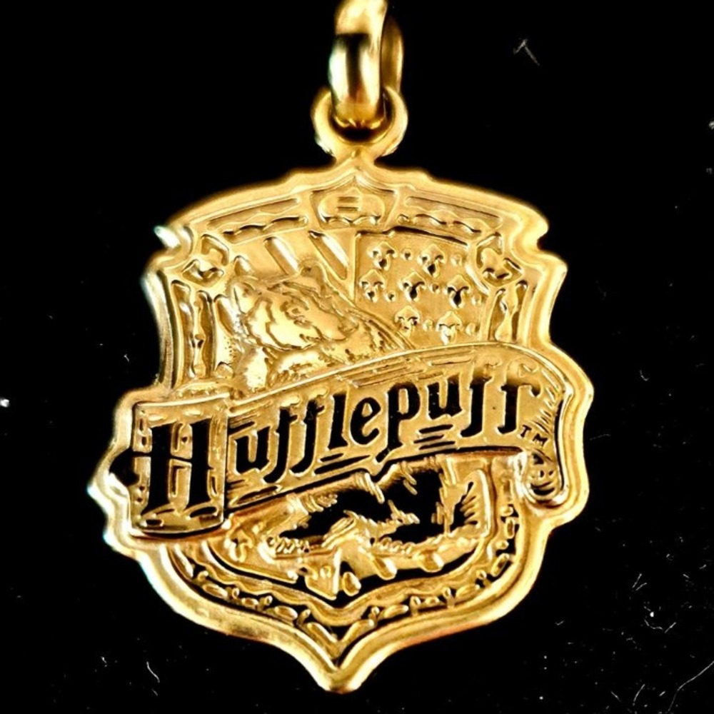 Harry Potter Hufflepuff House Crest Gold-Tone Pendant Necklace